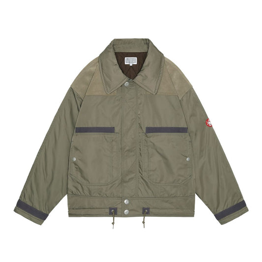 LEATHER SHOULDER BOMBER JACKET 'Khaki