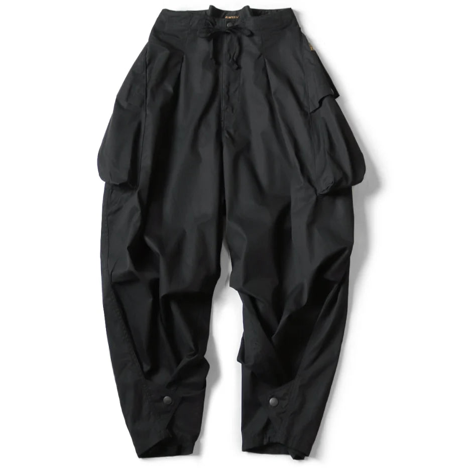 KAPITAL COMBED GABERGINE AOZAI CARGO PANTS 'BLACK'