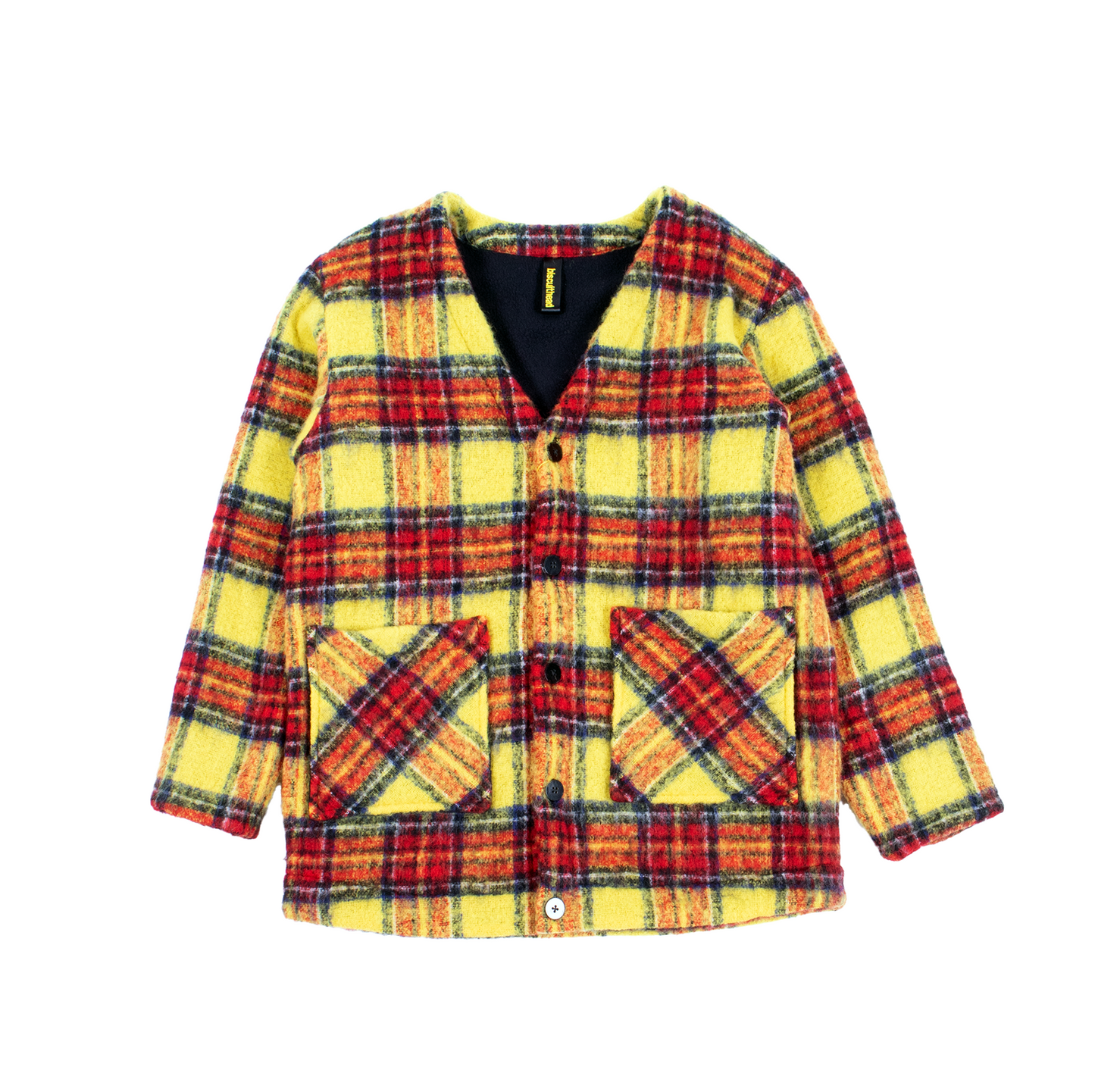 biscuithead Shaggy Check Cardigan Jacket 'Yellow'