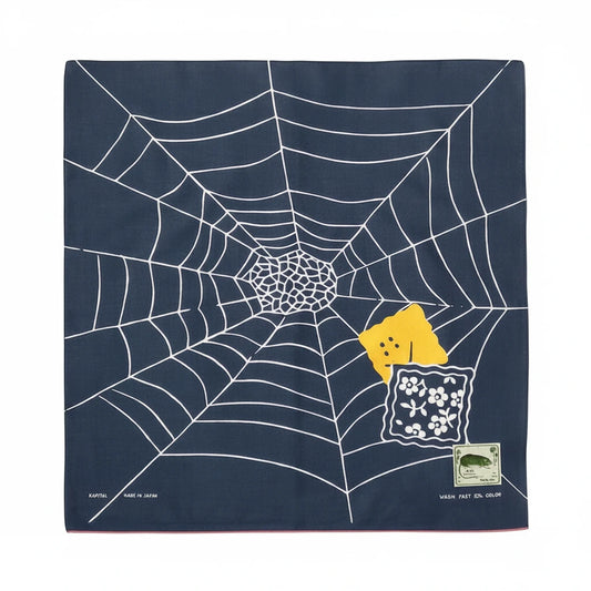 KAPITAL FASTCOLOR SELVEDGE BANDANNA (SPIDER PECKISH RAINBOWY) 'NAVY'