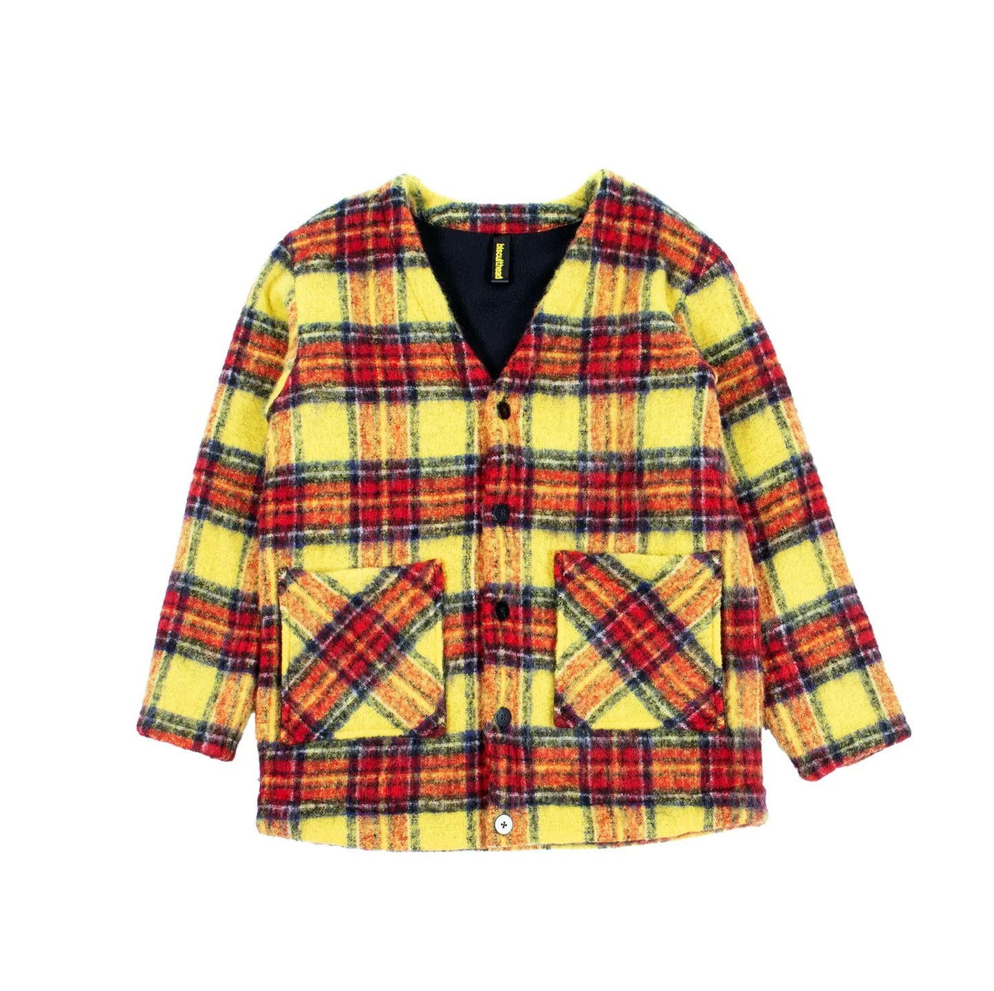 biscuithead Shaggy Check Cardigan Jacket 'Yellow' - Antithesis Store