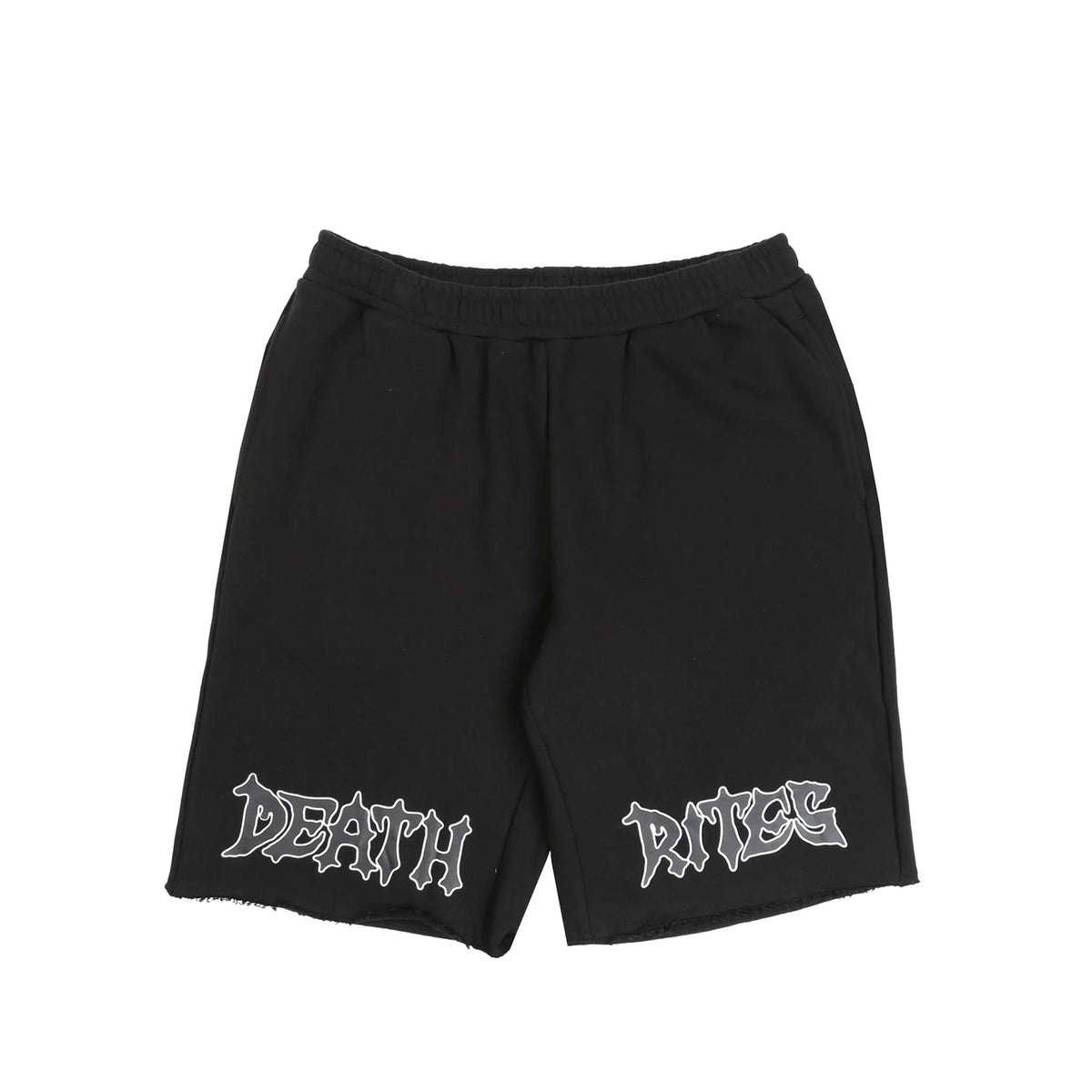 DEATH RITES SCRIPT CUT-OFF SWEAT SHORTS 'BLACK' - Antithesis Store
