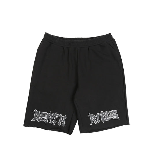 DEATH RITES SCRIPT CUT-OFF SWEAT SHORTS 'BLACK' - Antithesis Store