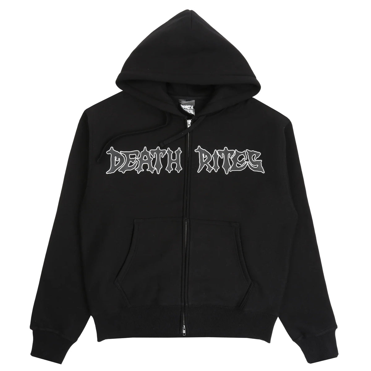 DEATH RITES SCRIPT ZIP HOODED SWEATER 'BLACK' - Antithesis Store