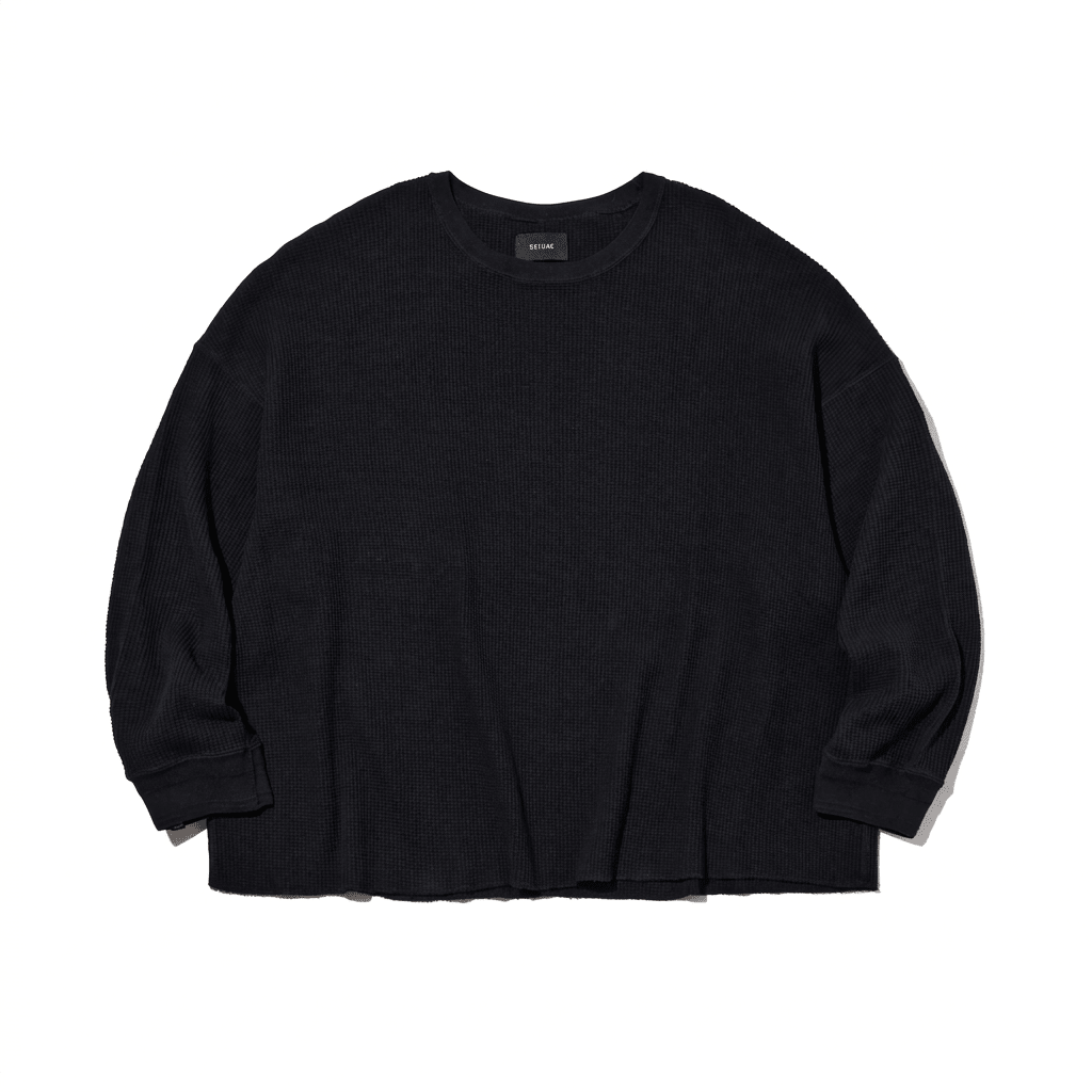 DELUXE 'CONNOR' WAFFLE KNIT L/S 'BLACK' - Antithesis Store