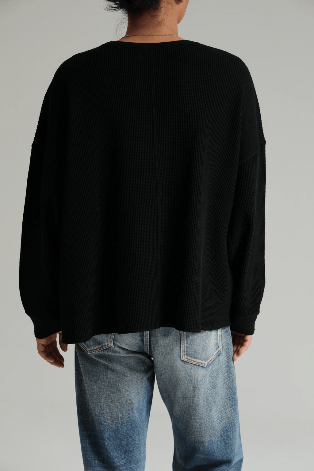 DELUXE 'CONNOR' WAFFLE KNIT L/S 'BLACK' - Antithesis Store