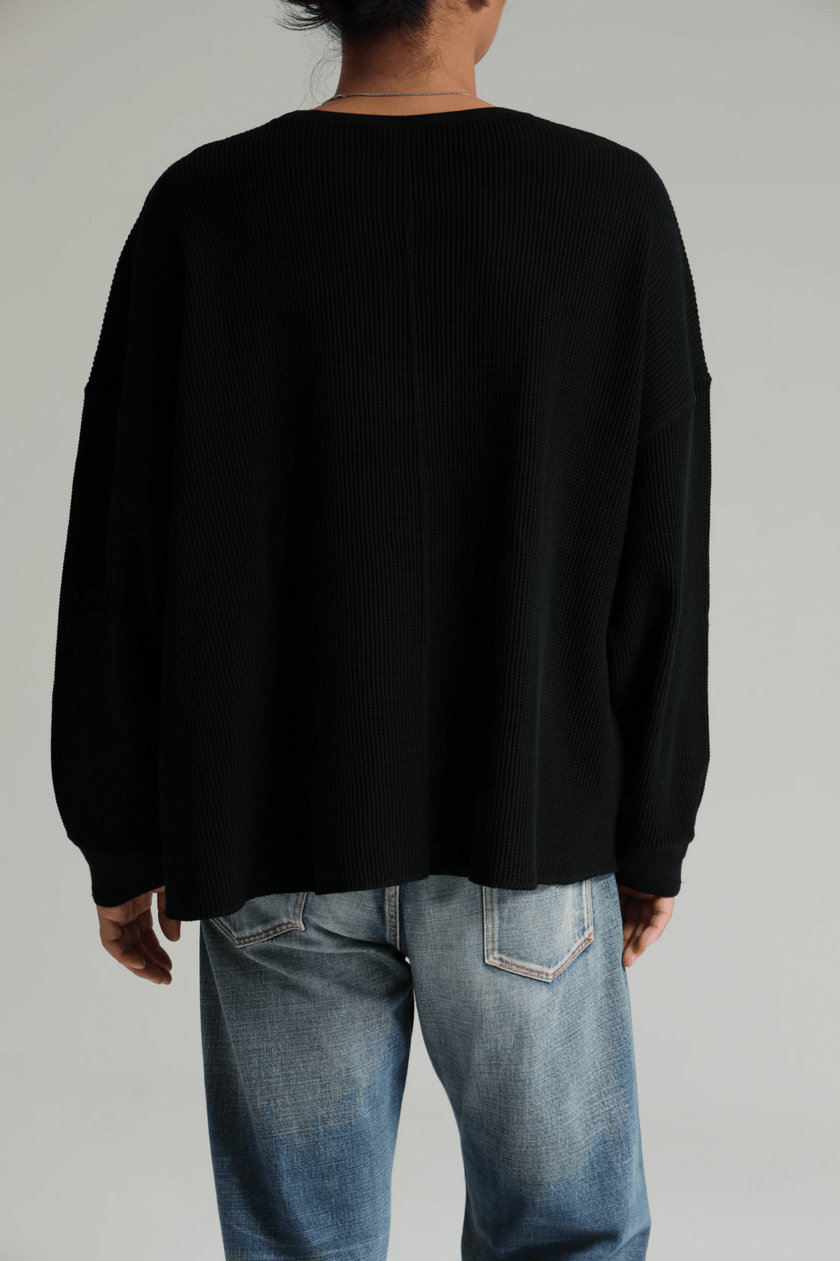 DELUXE 'CONNOR' WAFFLE KNIT L/S 'BLACK' - Antithesis Store