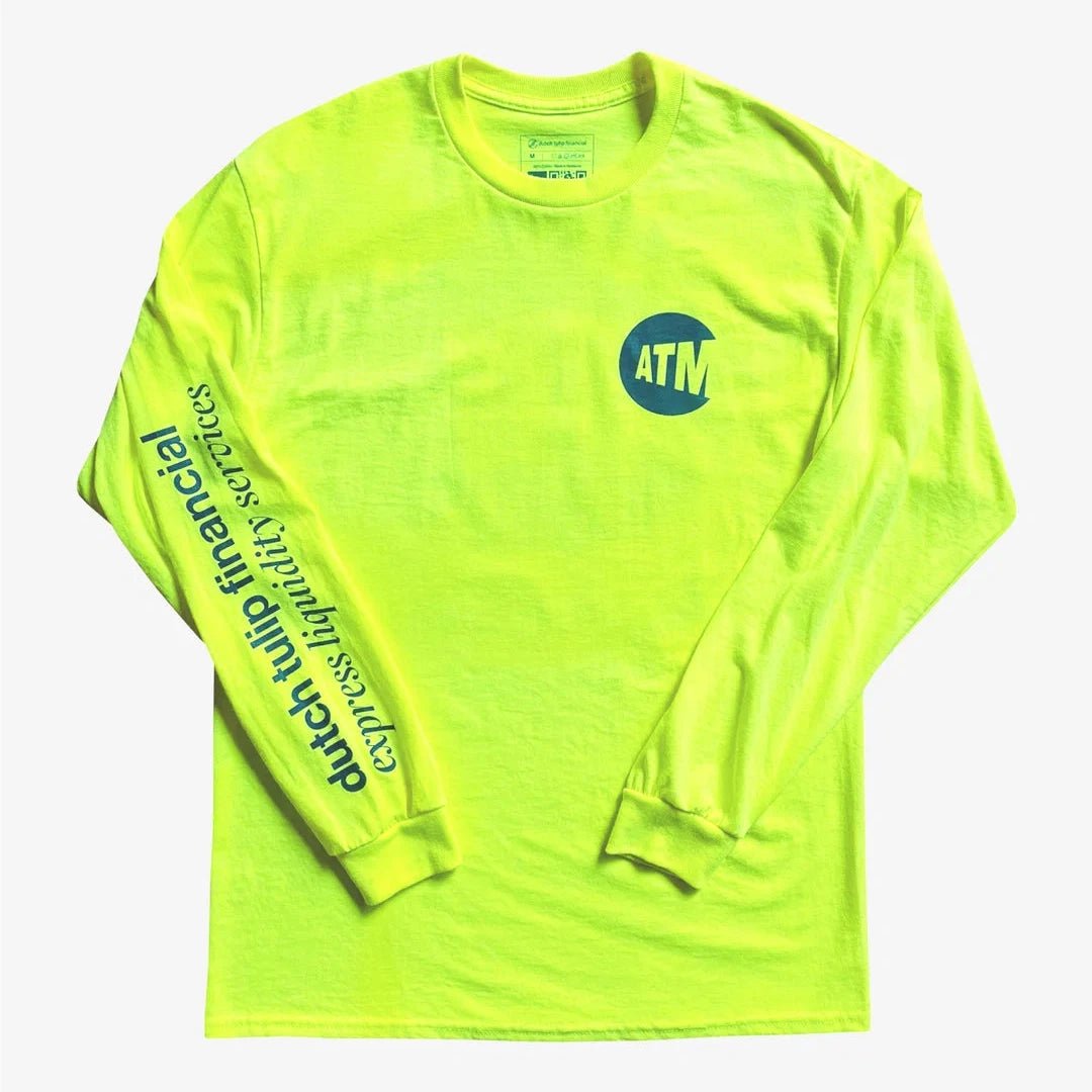 DUTCH TULIP FINANCIAL ATM CASH ONLY LONGSLEEVES 'NEON GREEN' - Antithesis Store