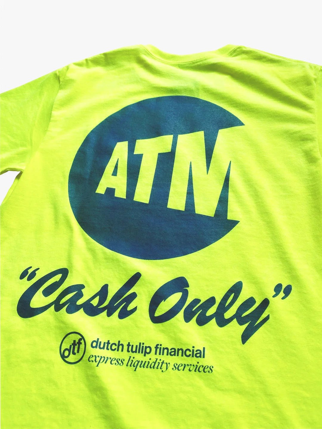DUTCH TULIP FINANCIAL ATM CASH ONLY LONGSLEEVES 'NEON GREEN' - Antithesis Store