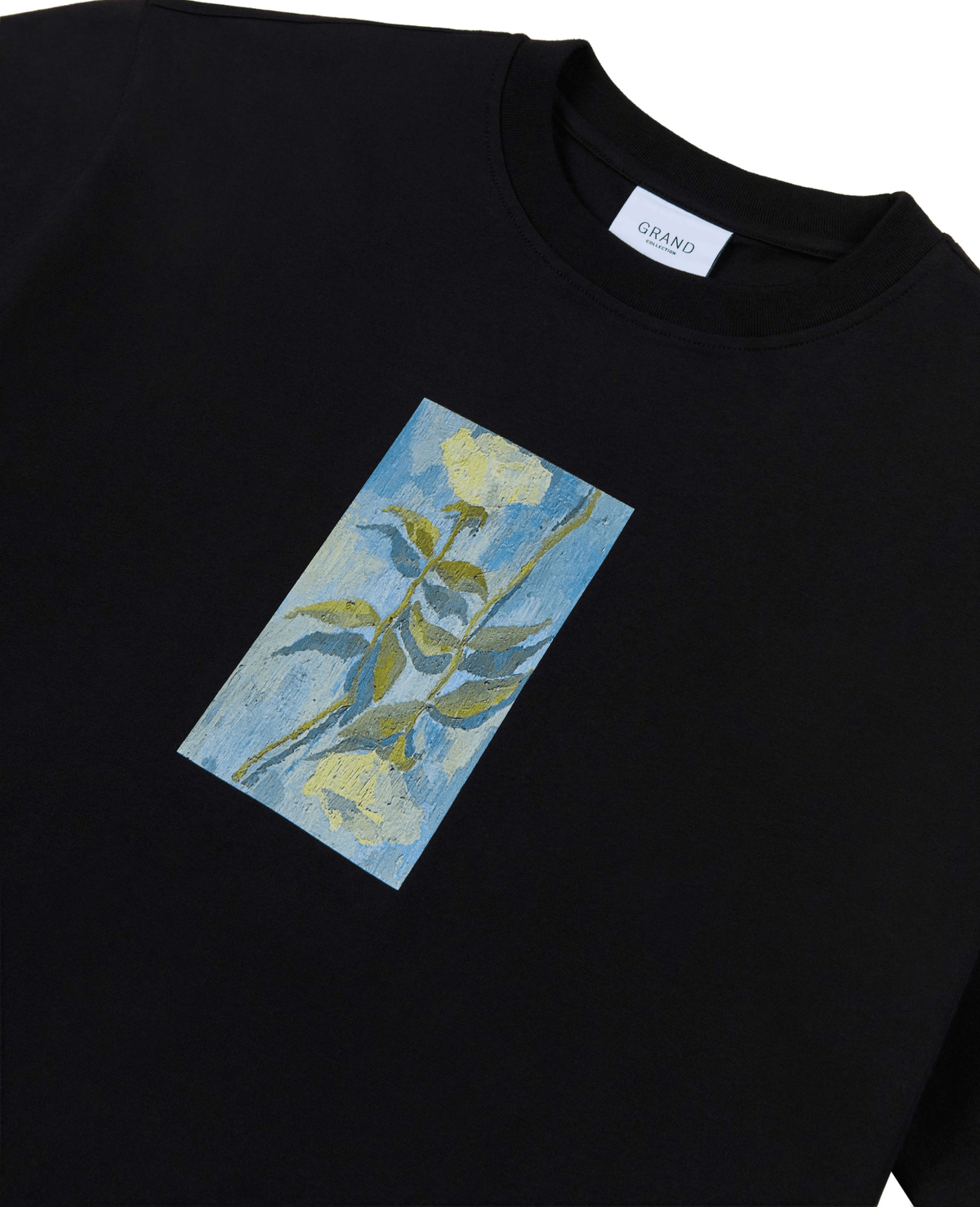 GRAND COLLECTION WHITE ROSES TEE 'BLACK' - Antithesis Store