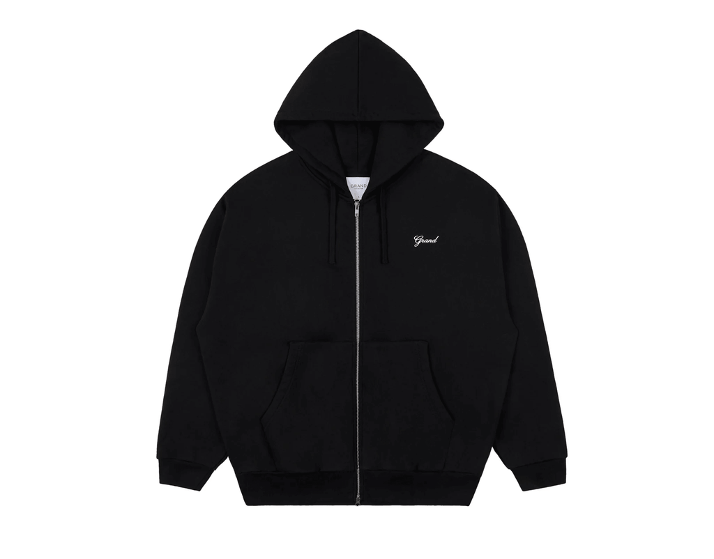 GRAND COLLECTION ZIP UP SCRIPT SWEATSHIRT 'BLACK' - Antithesis Store