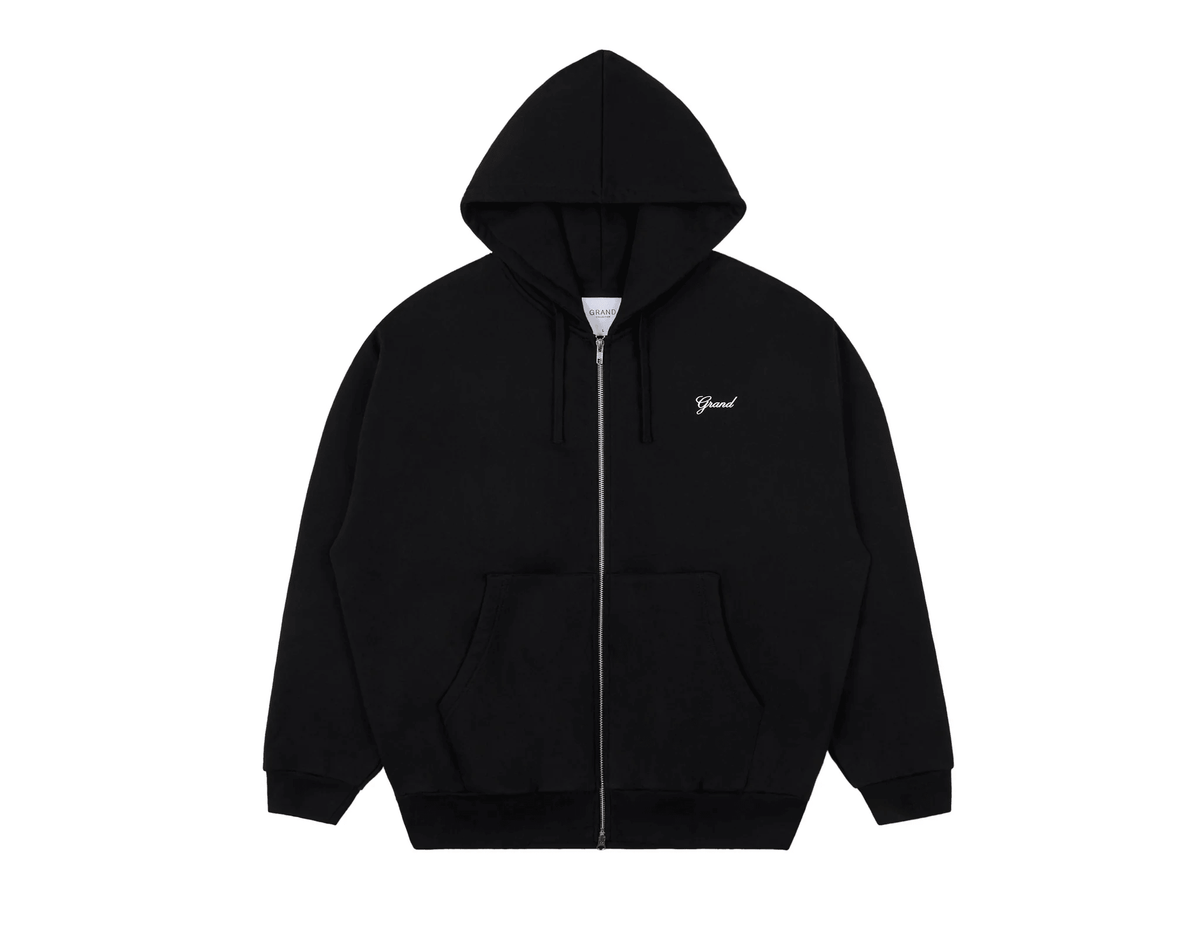 GRAND COLLECTION ZIP UP SCRIPT SWEATSHIRT 'BLACK' - Antithesis Store
