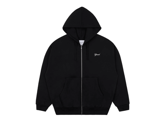 GRAND COLLECTION ZIP UP SCRIPT SWEATSHIRT 'BLACK' - Antithesis Store