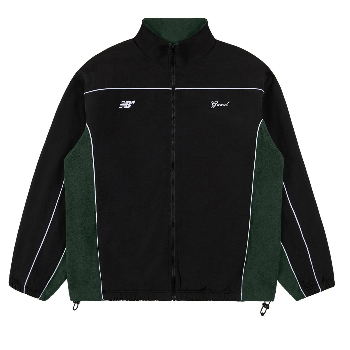 GRAND X NEW BALANCE POLAR FLEECE LINED NYLON JACKET 'BLACK/FOREST GREEN' - Antithesis Store