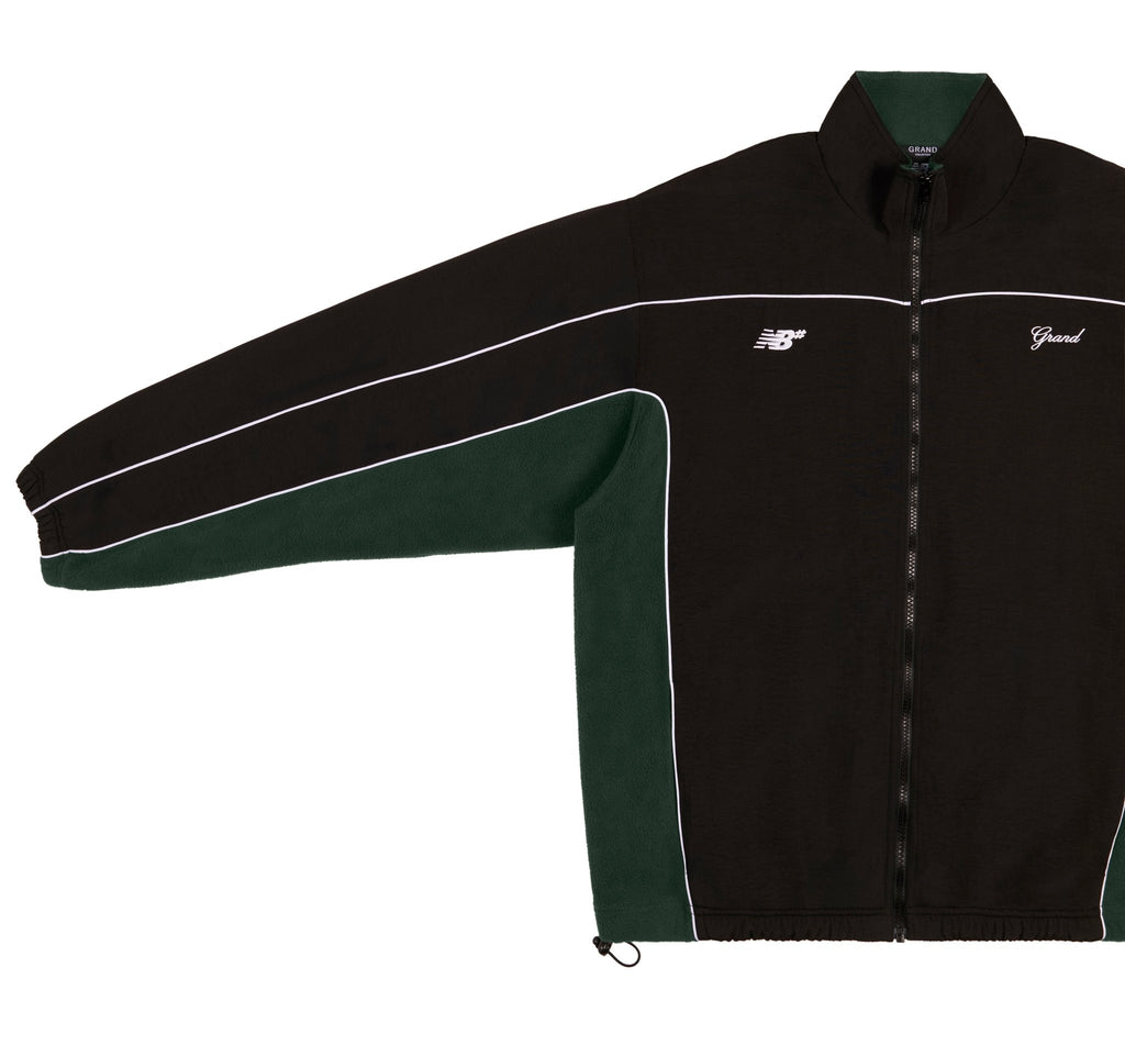 GRAND X NEW BALANCE POLAR FLEECE LINED NYLON JACKET 'BLACK/FOREST GREEN' - Antithesis Store