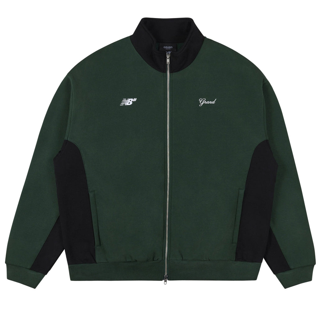GRAND X NEW BALANCE ZIP UP SWEATSHIRT 'BLACK/FOREST GREEN' - Antithesis Store
