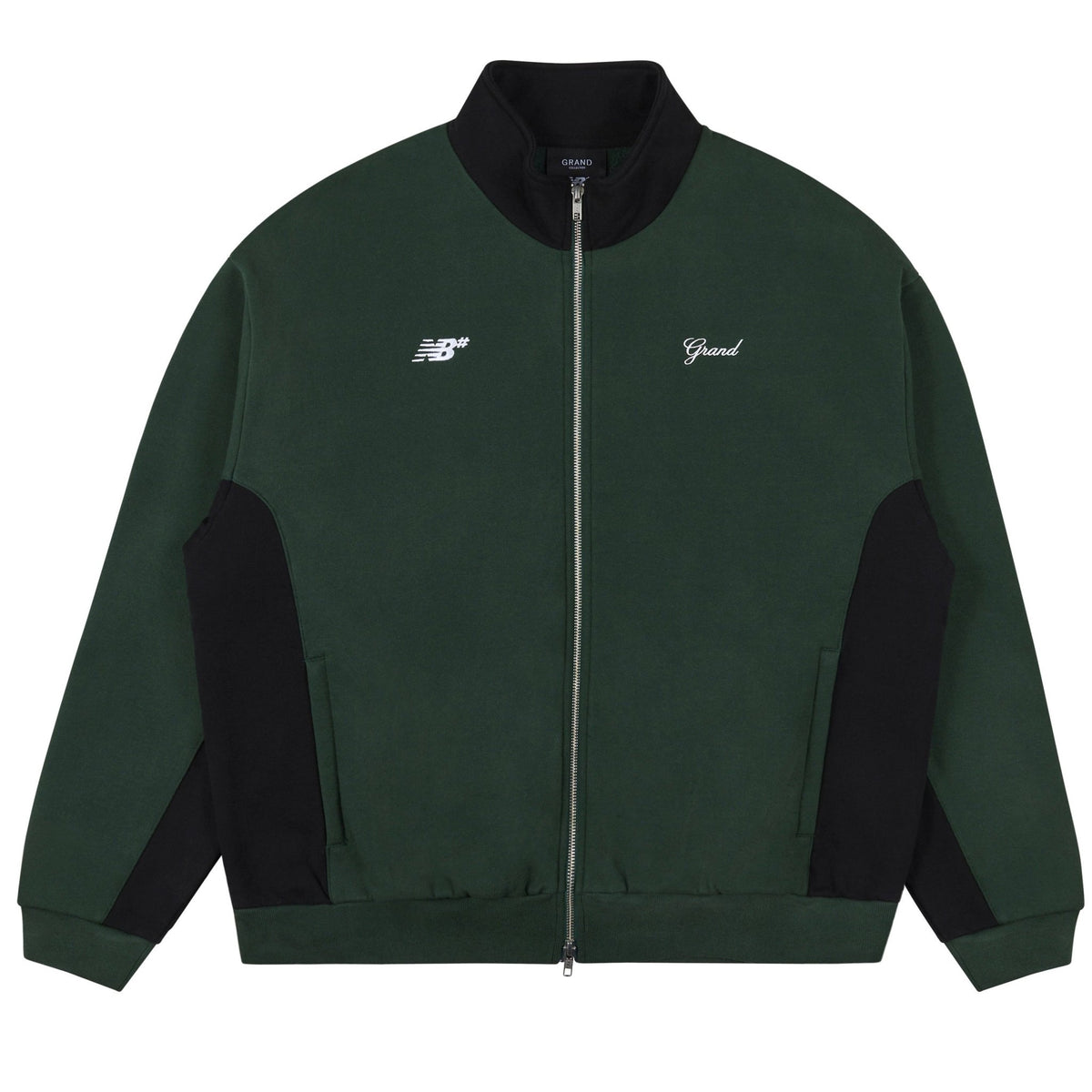 GRAND X NEW BALANCE ZIP UP SWEATSHIRT 'BLACK/FOREST GREEN' - Antithesis Store