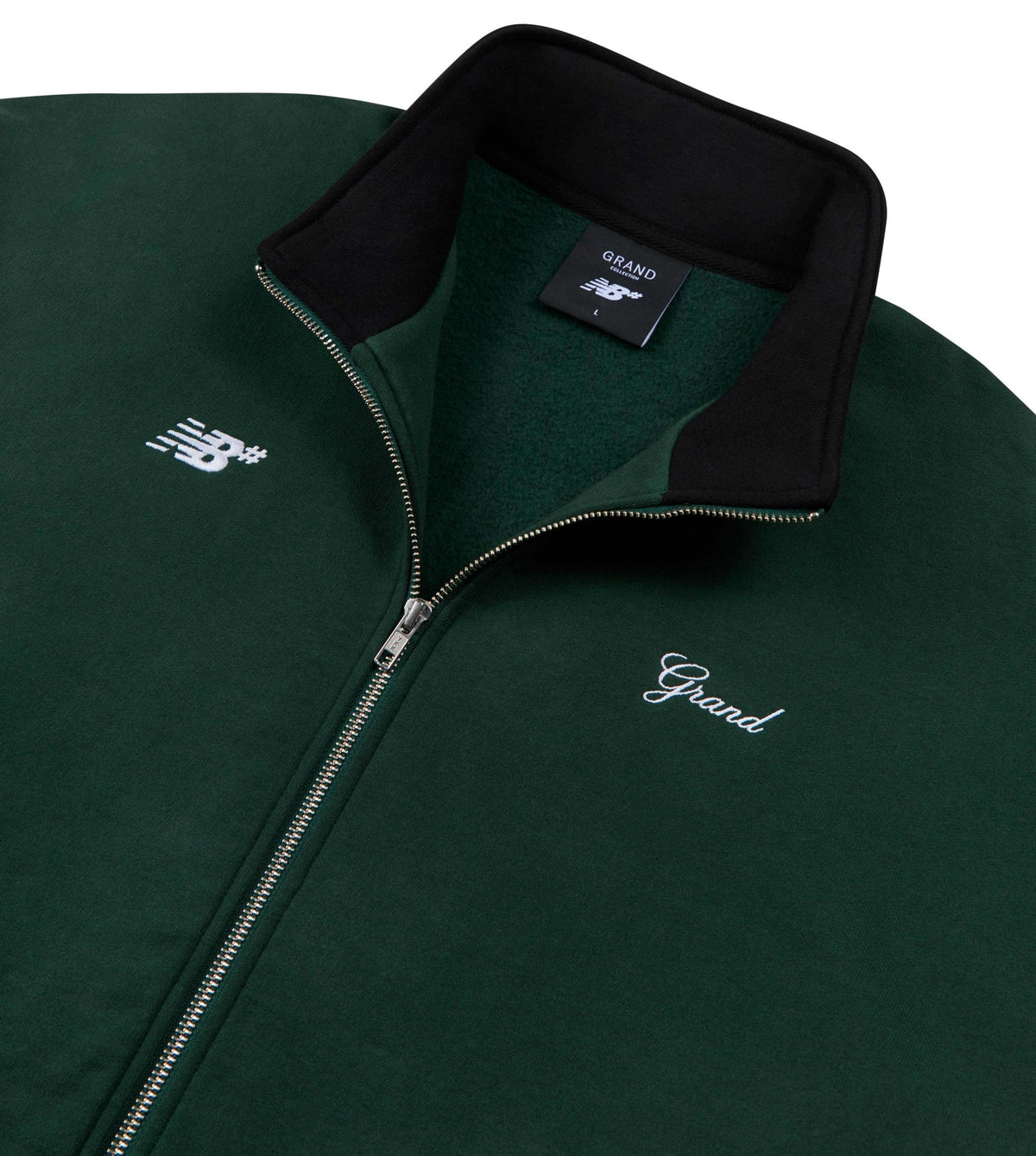 GRAND X NEW BALANCE ZIP UP SWEATSHIRT 'BLACK/FOREST GREEN' - Antithesis Store