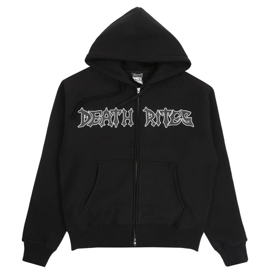 DEATH RITES SCRIPT ZIP HOODED SWEATER 'BLACK'