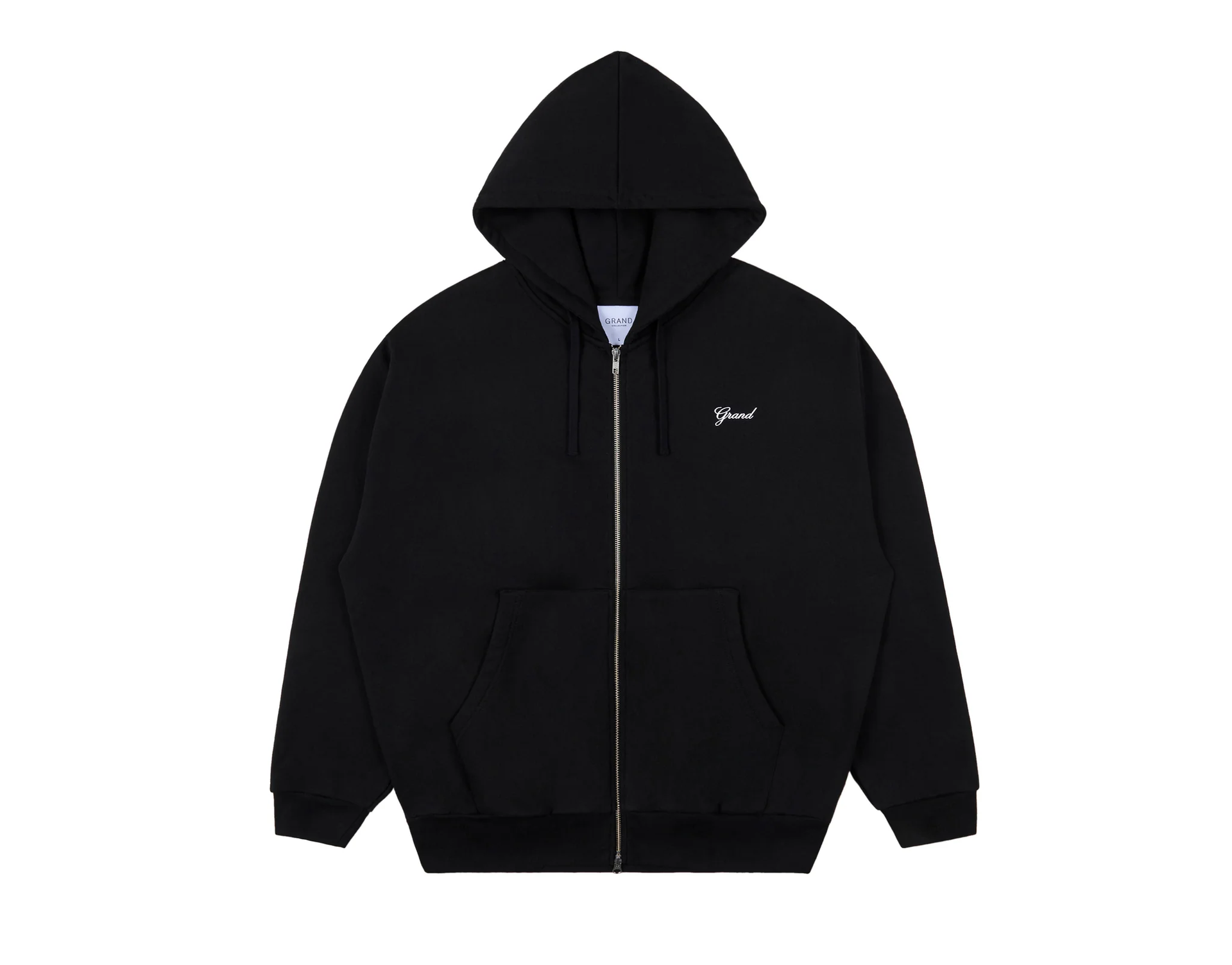 GRAND COLLECTION ZIP UP SCRIPT SWEATSHIRT 'BLACK' – Antithesis Store