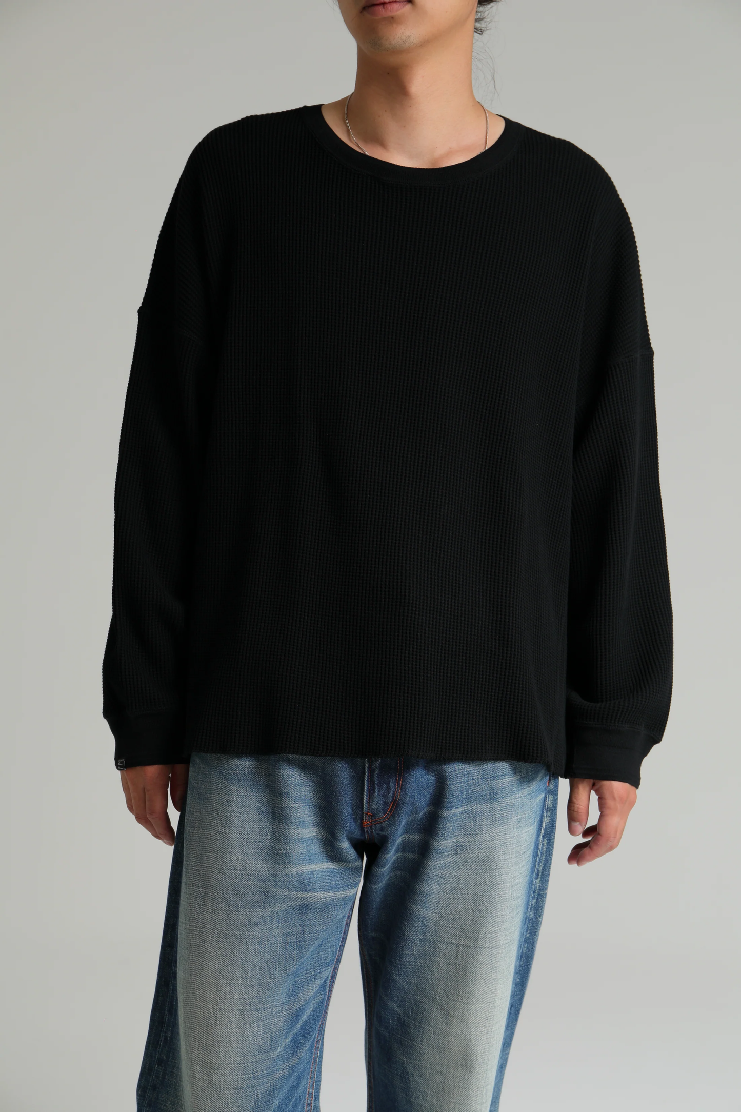 DELUXE 'CONNOR' WAFFLE KNIT L/S 'BLACK'