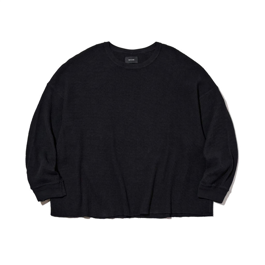 DELUXE 'CONNOR' WAFFLE KNIT L/S 'BLACK'