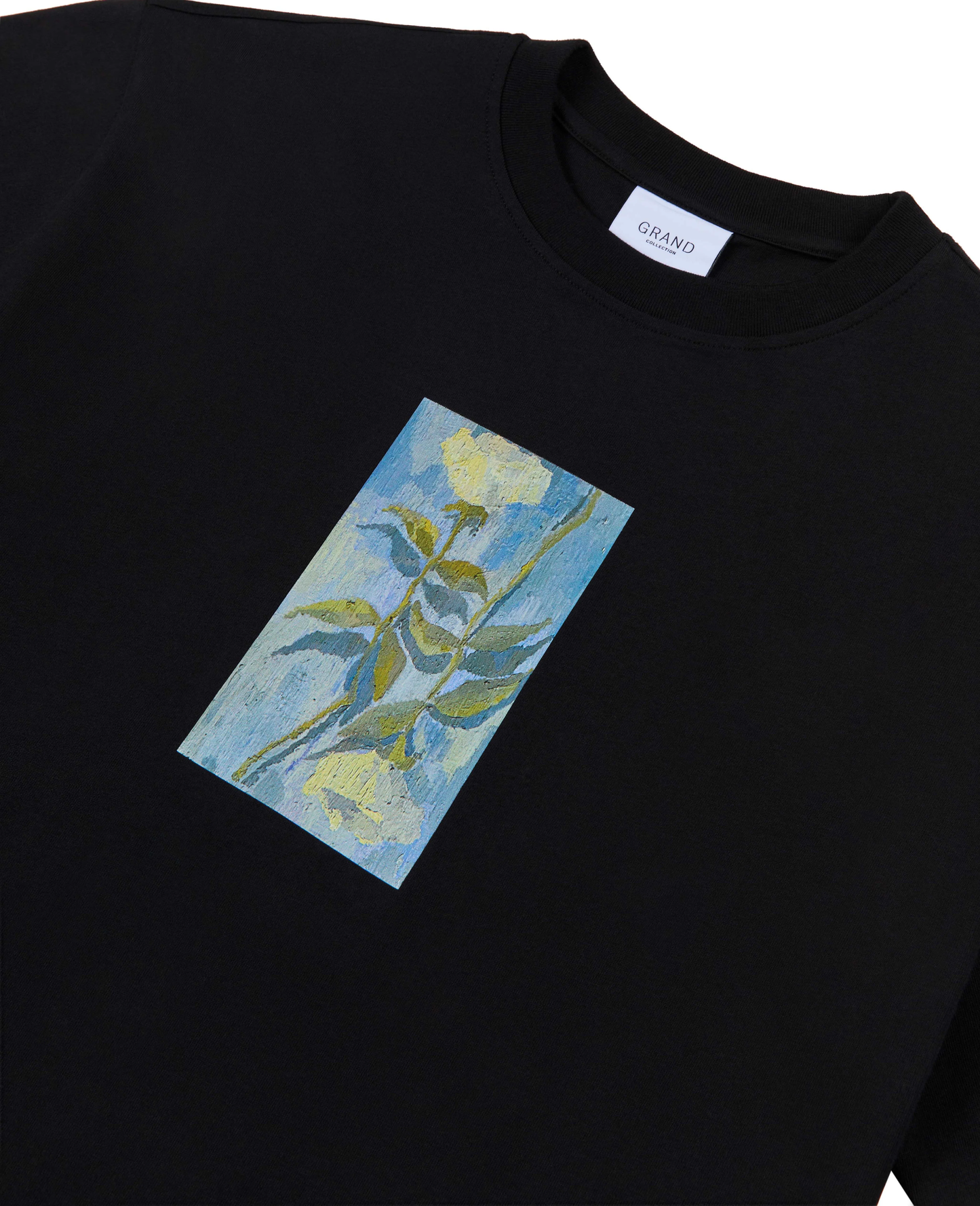 GRAND COLLECTION WHITE ROSES TEE 'BLACK'