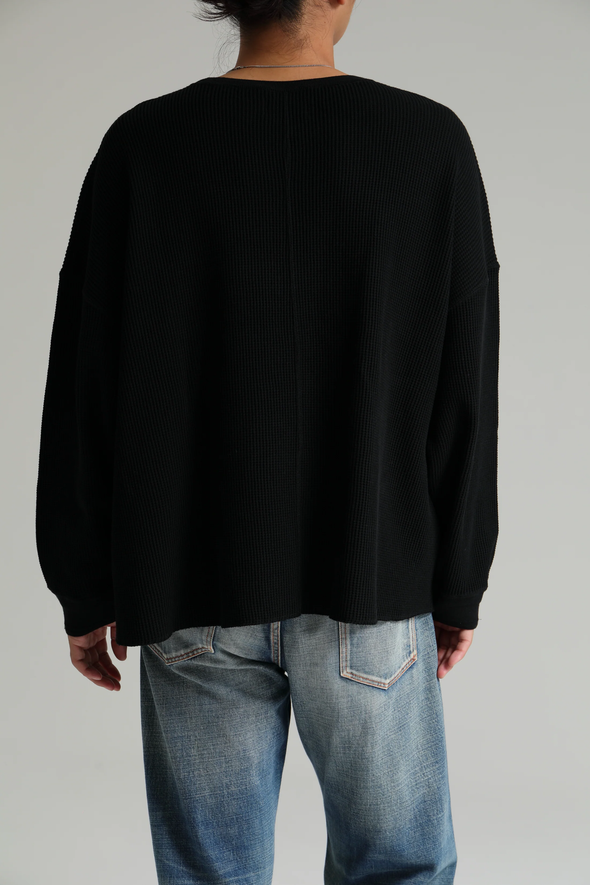 DELUXE 'CONNOR' WAFFLE KNIT L/S 'BLACK'