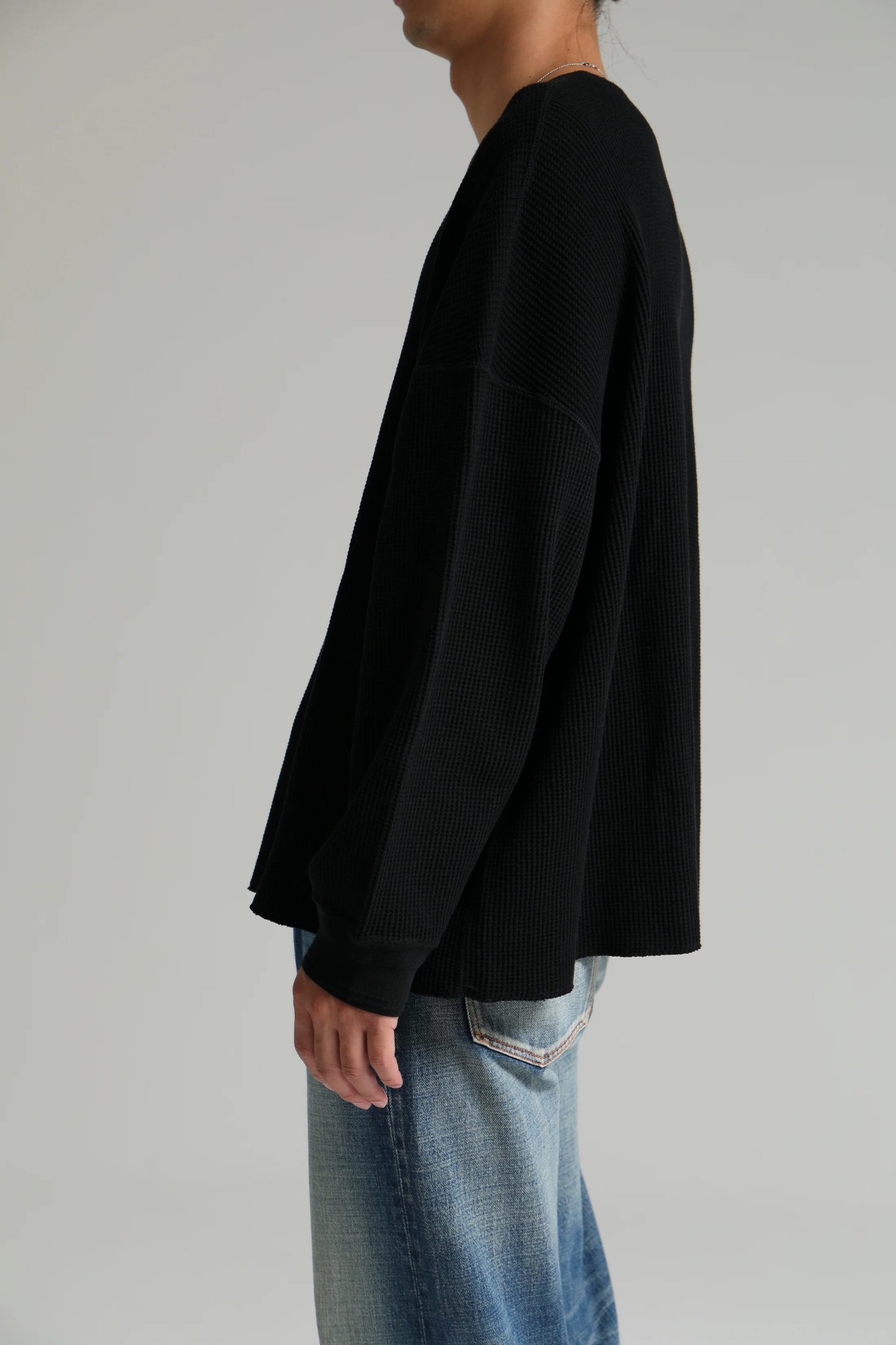 DELUXE 'CONNOR' WAFFLE KNIT L/S 'BLACK'