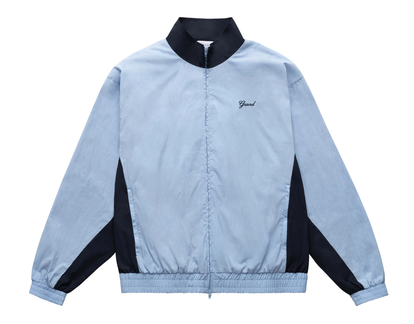 GRAND COLLECTION COTTON/NYLON TRACK JACKET 'POWDER BLUE/NAVY'