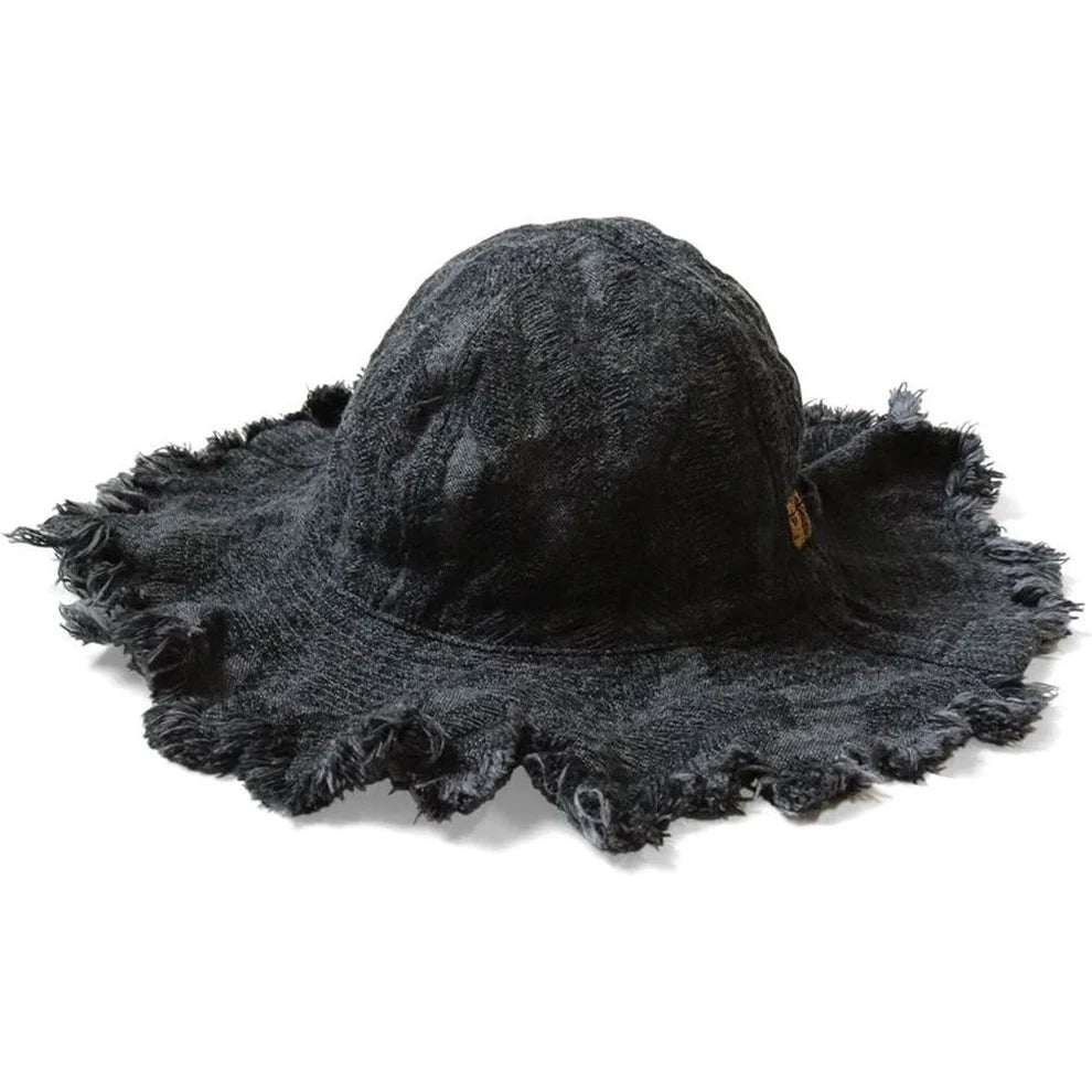KAPITAL 12OZ MAGPIE DENIM RADIO TULIP HAT 'BLACK BLACK'
