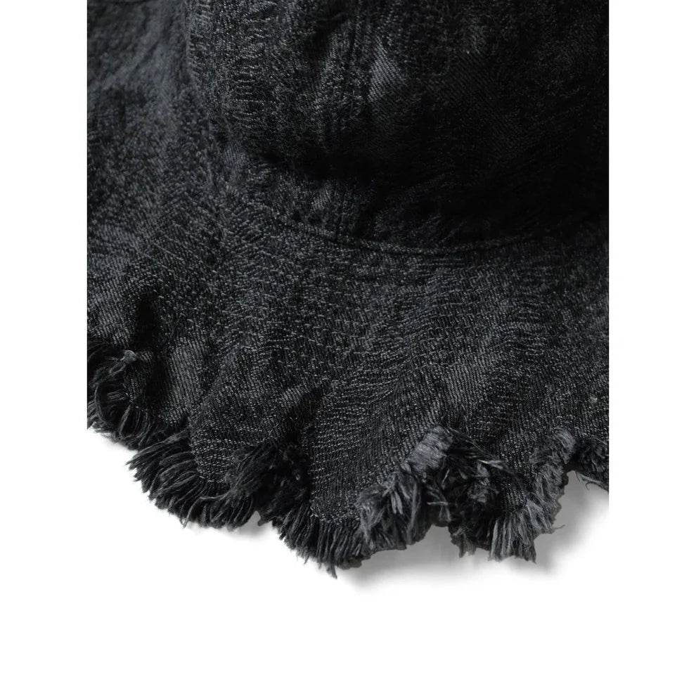 KAPITAL 12OZ MAGPIE DENIM RADIO TULIP HAT 'BLACK BLACK'