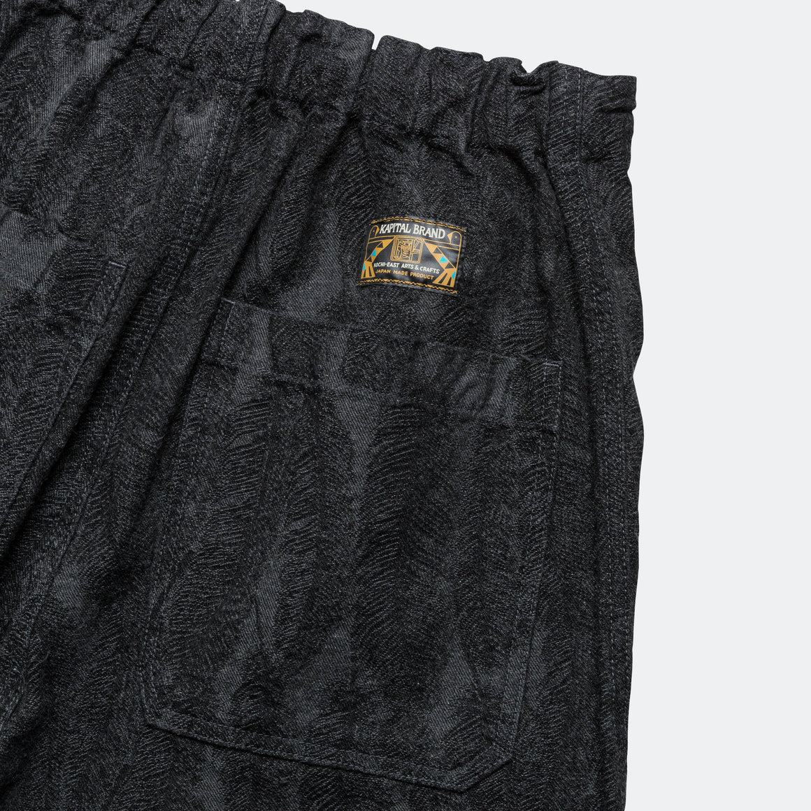 KAPITAL 12OZ MAGPIE DENIM W-KNEE EASY SHORT PANTS 'BLACK'