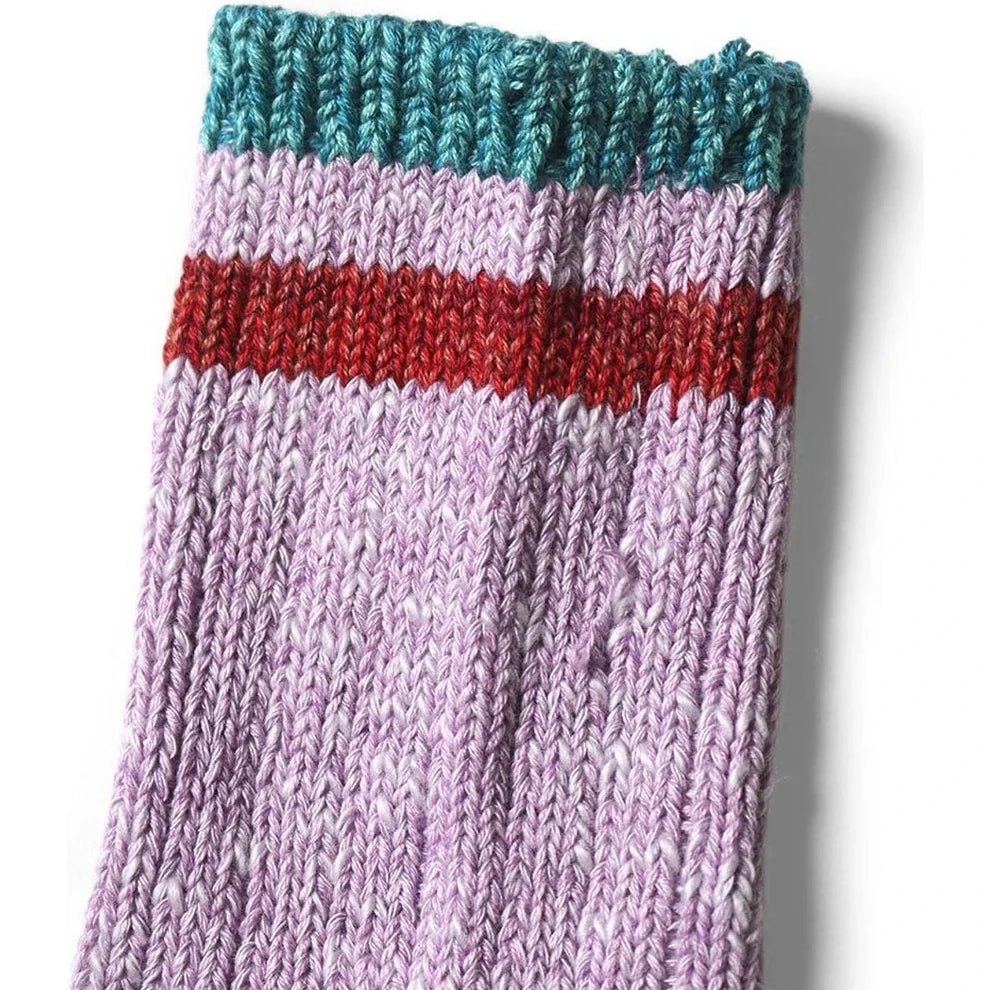 KAPITAL 60 YARNS IVY RAINBOWY HAPPY HEEL-HOLD SOCKS 'PURPLExGREEN' - Antithesis Store