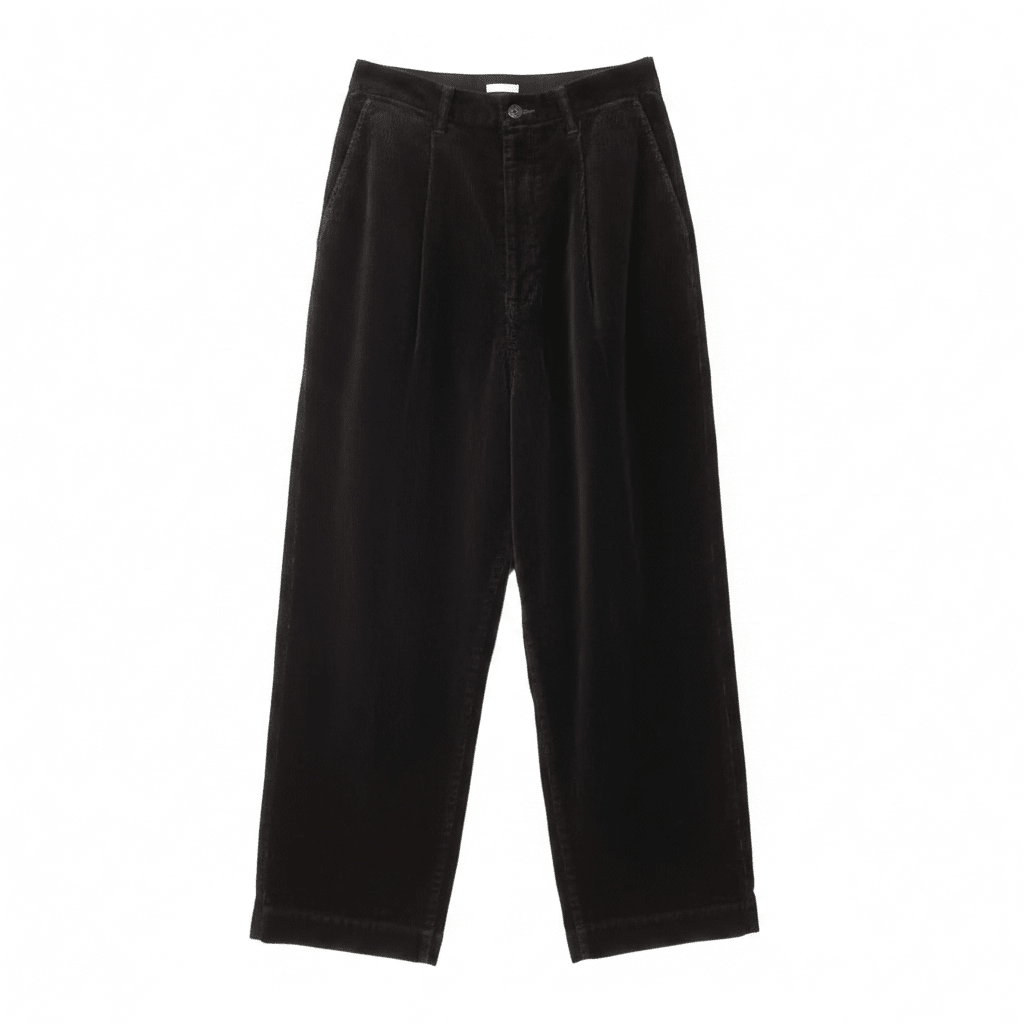 KAPITAL 7W Corduroy High Waisted NIME Pants 'Black' - Antithesis Store