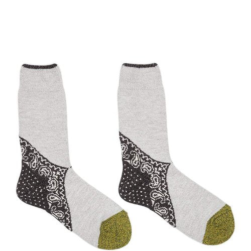 KAPITAL 96 Yarns Heel Paisley Bandana Socks 'BLACK'