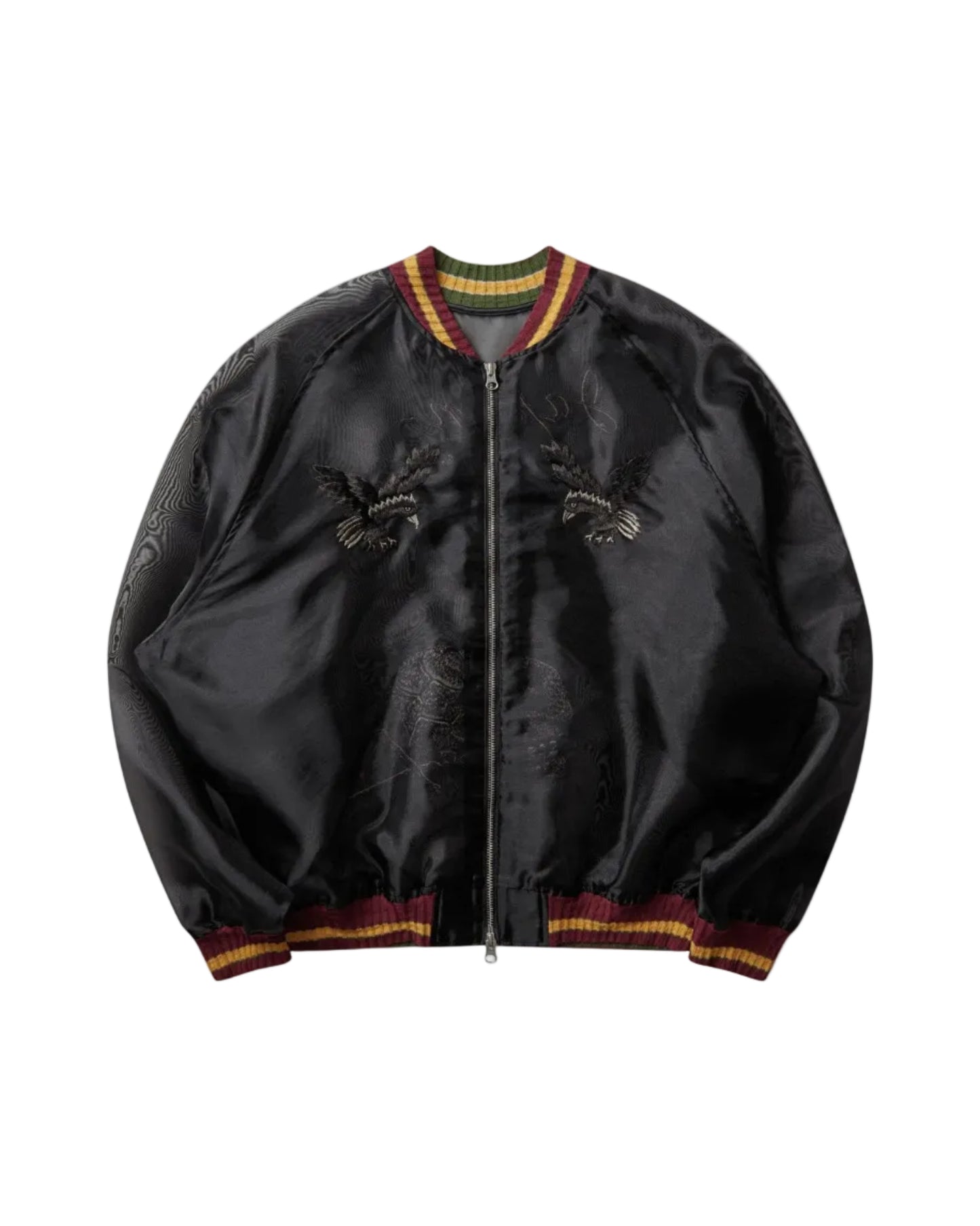 KAPITAL SHEER PEARL MOSQUITO GUARD SOUVENIR JKT (RAVEN & SKULL) 'BLACK'