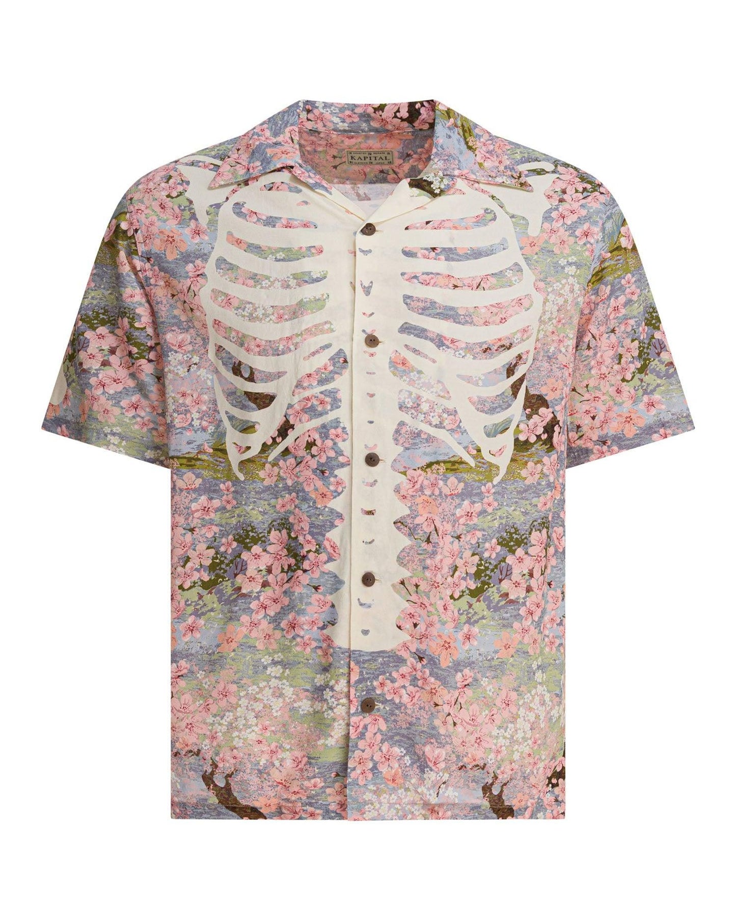 KAPITAL RAYON SAKURA-BONE ALOHA SHIRT 'SAX'