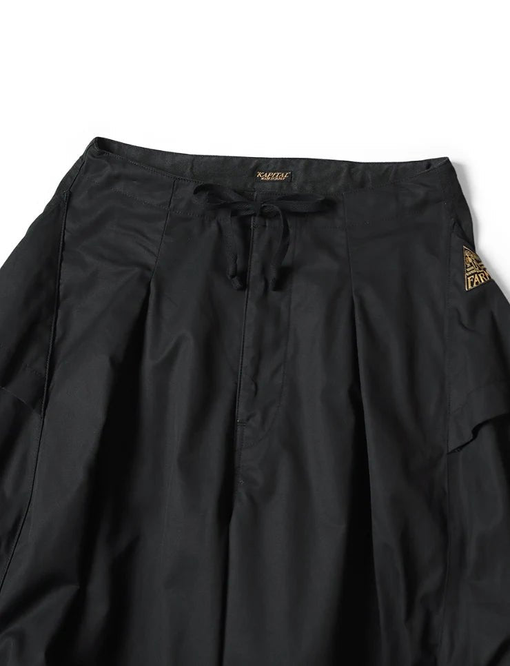 KAPITAL COMBED GABERGINE AOZAI CARGO PANTS 'BLACK' - Antithesis Store