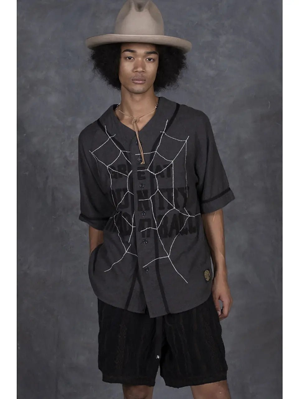 KAPITAL COTTON WOOL GREAT KOUNTRY BASEBALL SHIRT (KOUNTRY DREAM) 'DRK GREY' - Antithesis Store