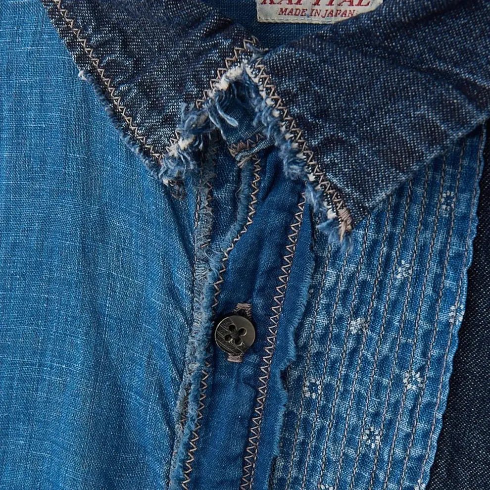 KAPITAL Cotton x Linen IDG KATMANDU Shirt 23 'INDIGO' - Antithesis Store