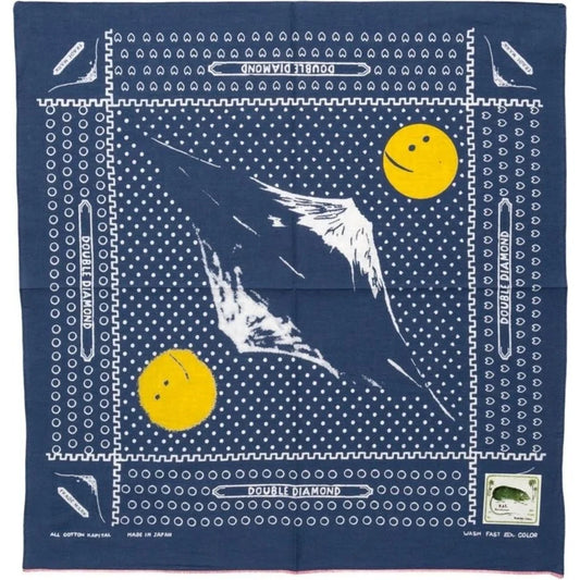KAPITAL FASTCOLOR SELVEDGE BANDANNA (MIRRORED FUJI PROFILE RAINBOWY) 'NAVY'