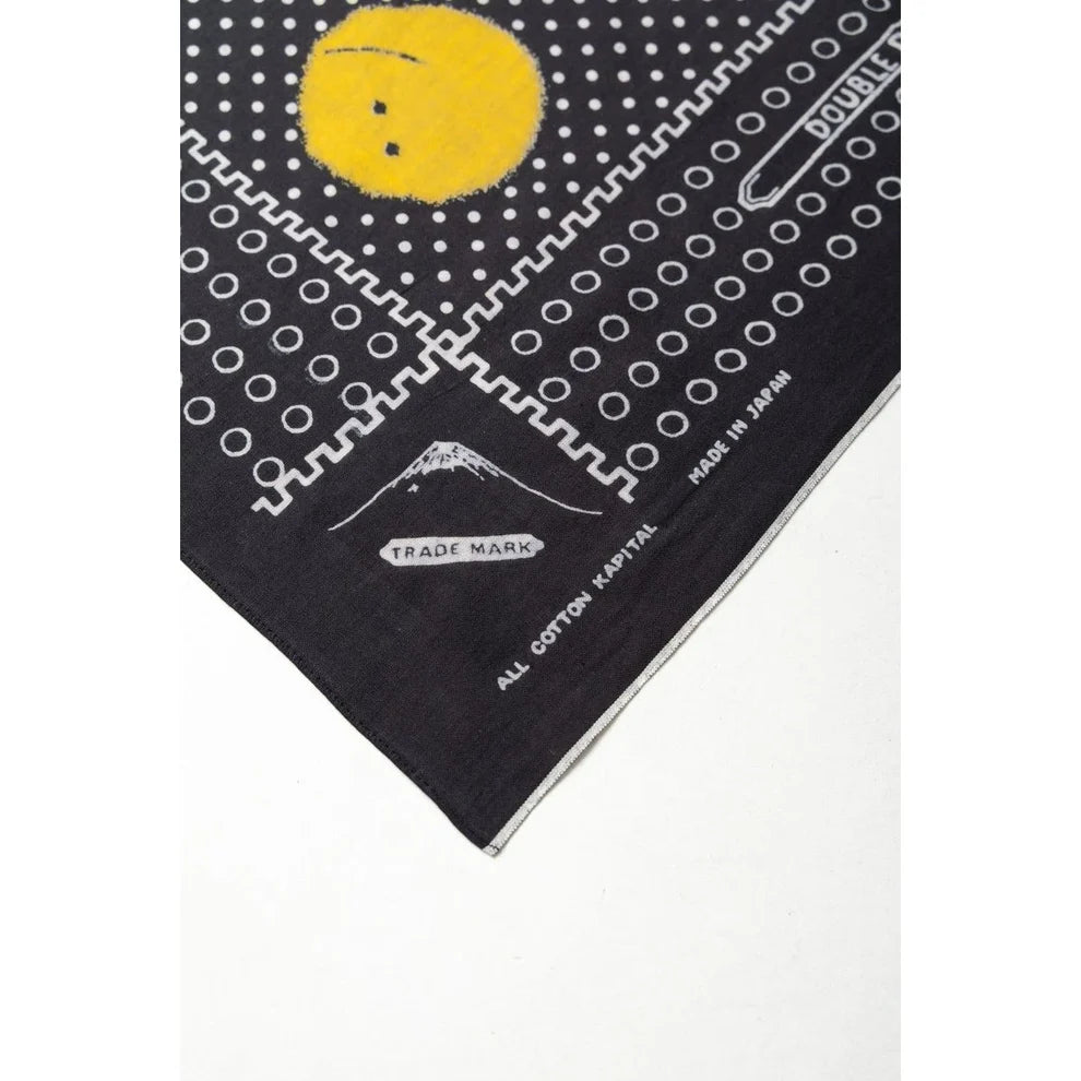 KAPITAL FASTCOLOR SELVEDGE BANDANNA (MIRRORED FUJI PROFILE RAINBOWY) 'BLACK'