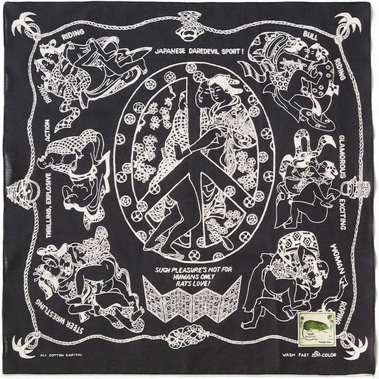 KAPITAL FASTCOLOR SELVEDGE BANDANA (YOBAI) 'BLACK'