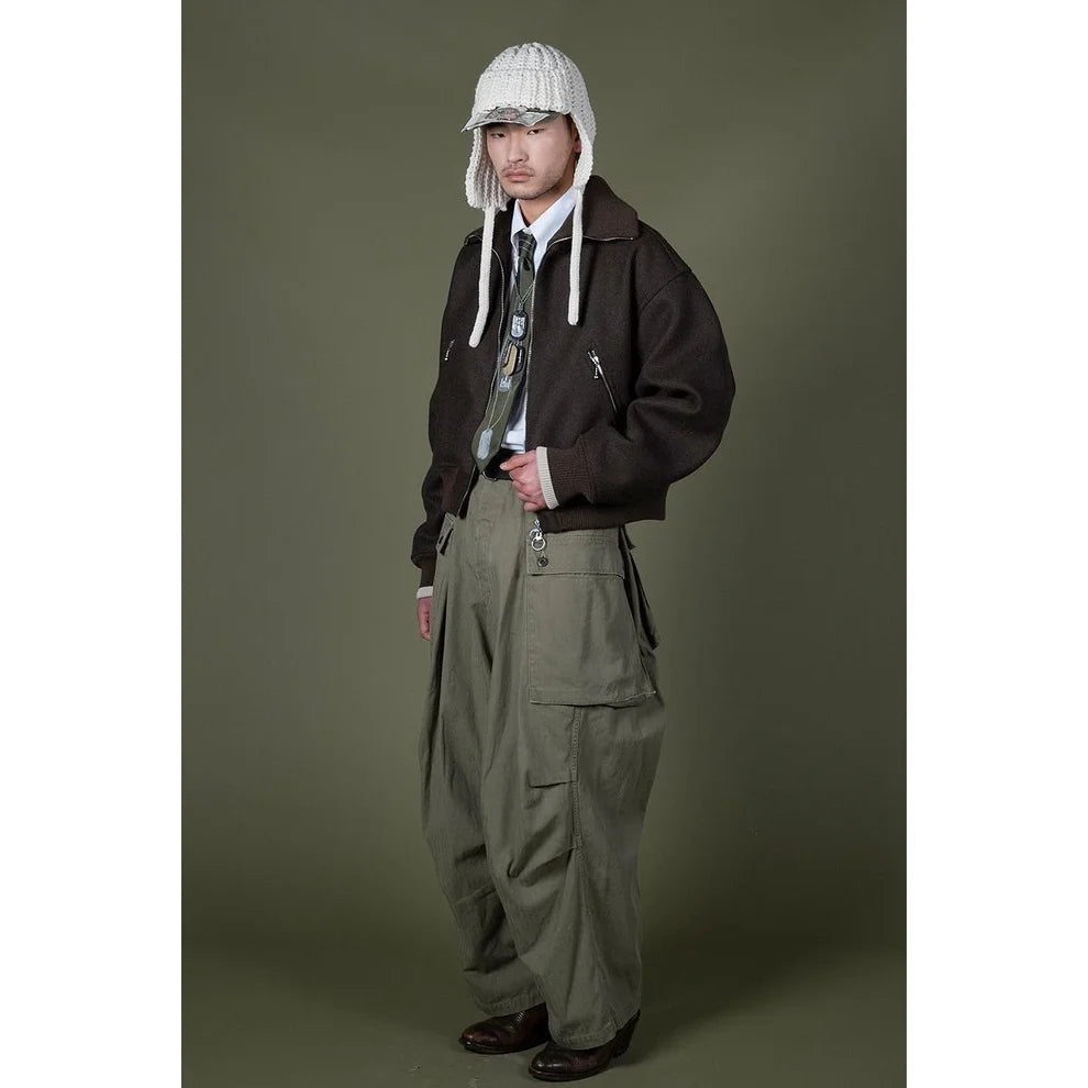 KAPITAL HERRINGBONE JUMBO MONKEY PANTS' KHAKI'