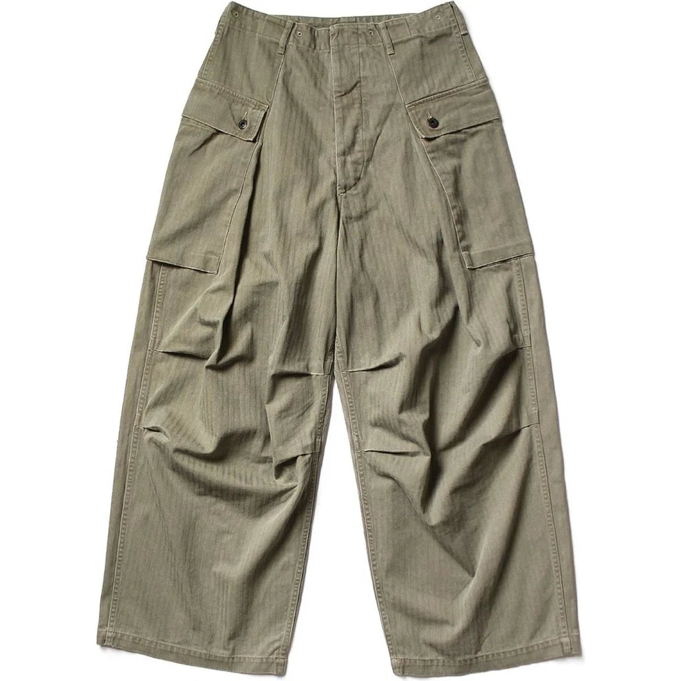 KAPITAL HERRINGBONE JUMBO MONKEY PANTS' KHAKI'