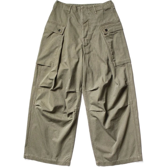 KAPITAL HERRINGBONE JUMBO MONKEY PANTS 'KHAKI'