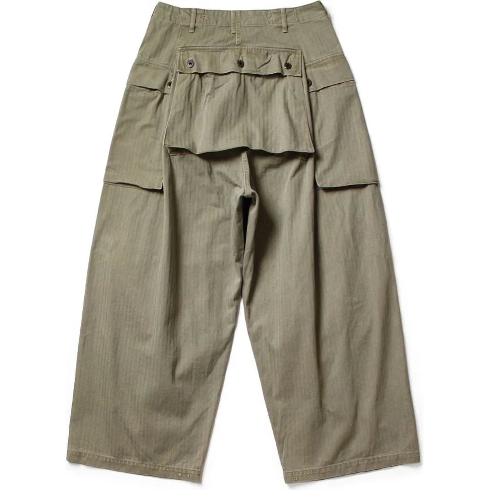 KAPITAL HERRINGBONE JUMBO MONKEY PANTS' KHAKI'