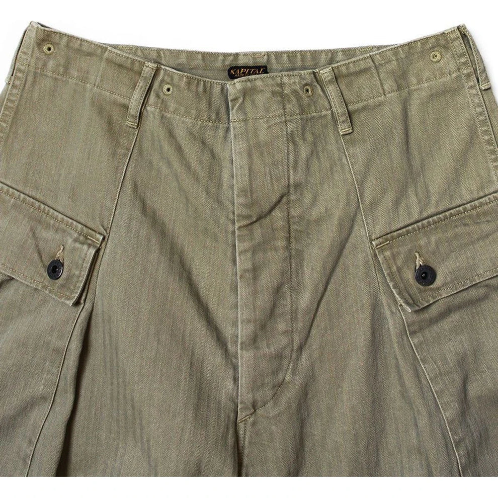 KAPITAL HERRINGBONE JUMBO MONKEY PANTS' KHAKI'
