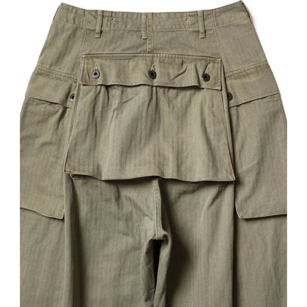 KAPITAL HERRINGBONE JUMBO MONKEY PANTS 'KHAKI' - Antithesis Store